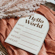Hello World birth announcement | Arched Birth Announcement | wooden milestones | Milestones | Baby shower Gift | Baby Name Sign | Pregnancy