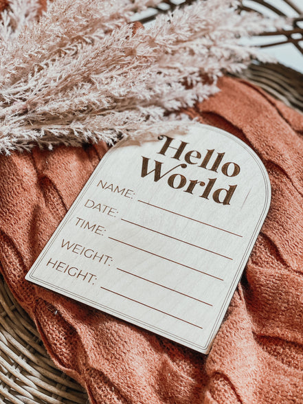 Hello World birth announcement | Arched Birth Announcement | wooden milestones | Milestones | Baby shower Gift | Baby Name Sign | Pregnancy