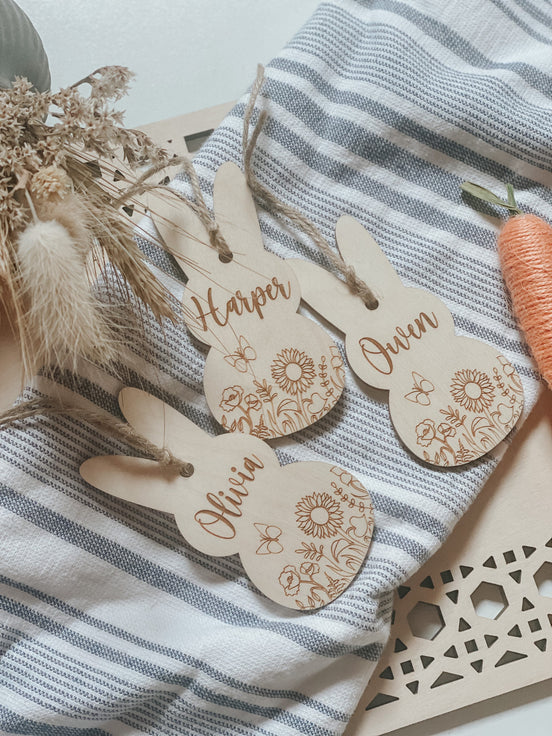 Easter Tags | Easter Name Tags | Easter basket | Easter Decor | Name Tag | Engraved Name | Wooden Name Tag | Place card | Basket Tag