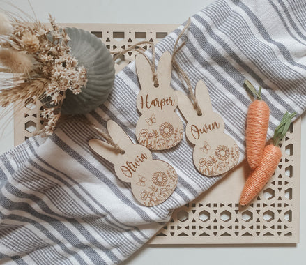 Easter Tags | Easter Name Tags | Easter basket | Easter Decor | Name Tag | Engraved Name | Wooden Name Tag | Place card | Basket Tag