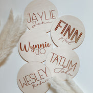 6Newborn Name Announcement | Baby Name Announcement | Wooden Name Disc | Milestone Disc | Pregnancy Announcement | Name Announcement Plaque