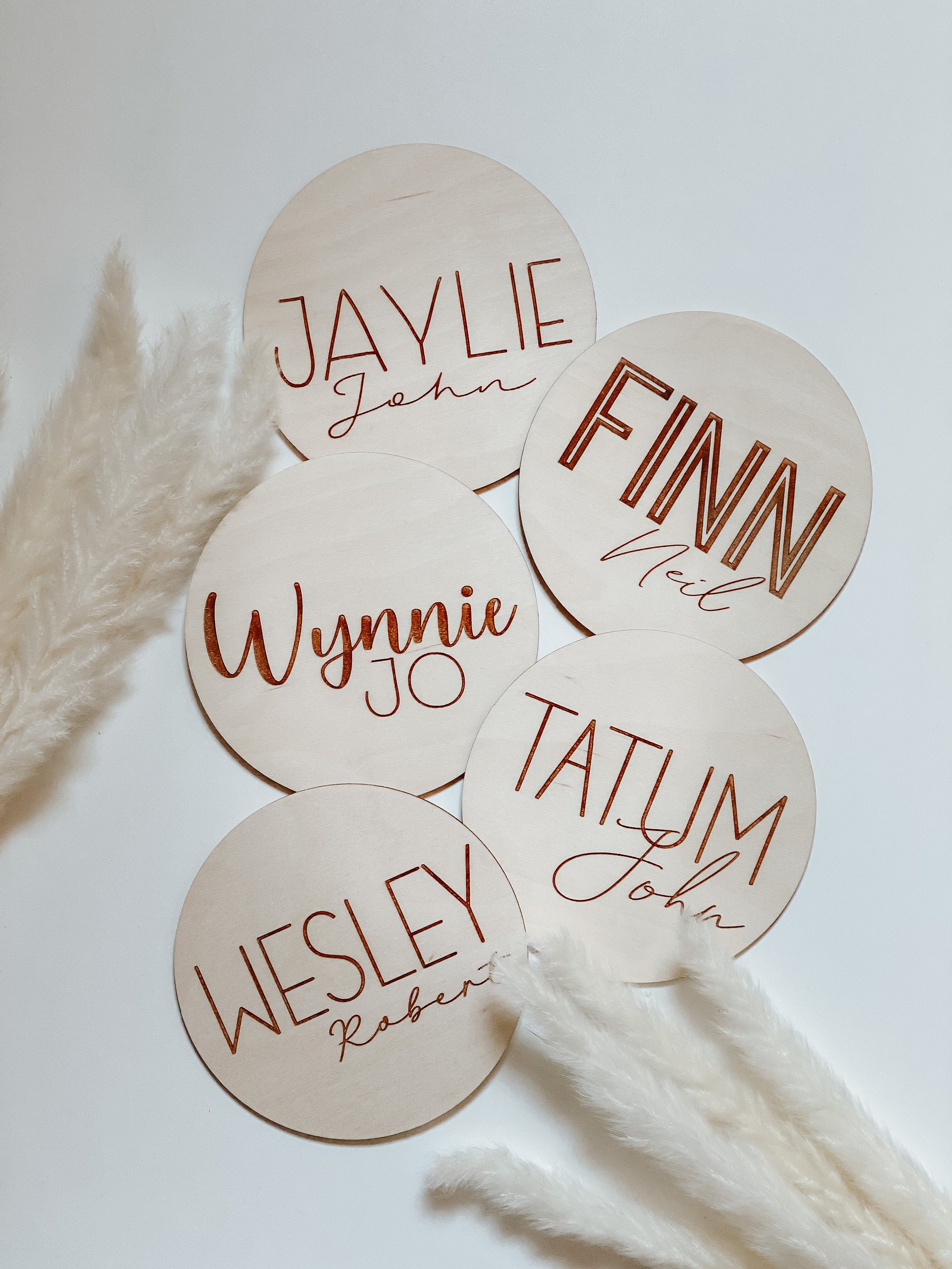 6Newborn Name Announcement | Baby Name Announcement | Wooden Name Disc | Milestone Disc | Pregnancy Announcement | Name Announcement Plaque