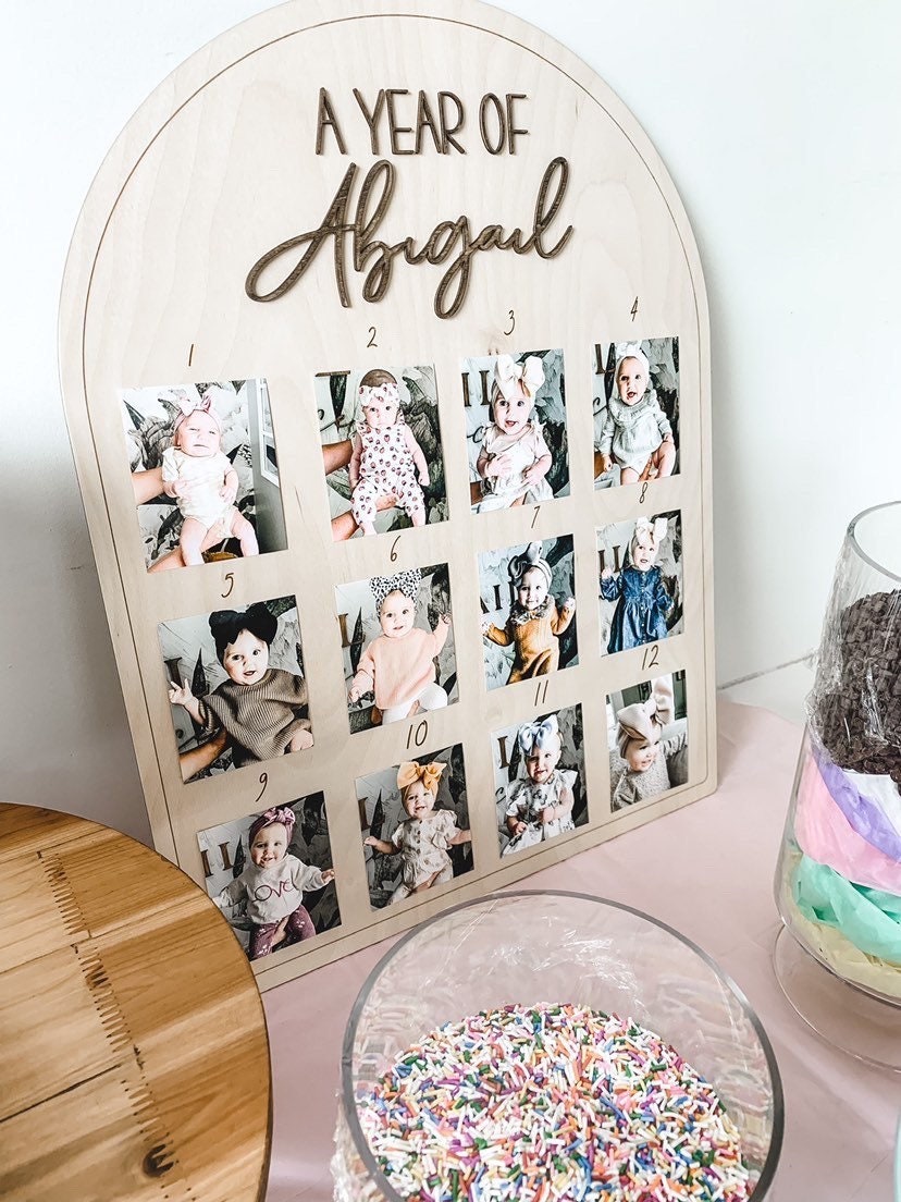 First Birthday Decor | First Birthday Photo Display | Baby Monthly Photos | Photo Prop | Birthday Decor | First Birthday | Boho Birthday |