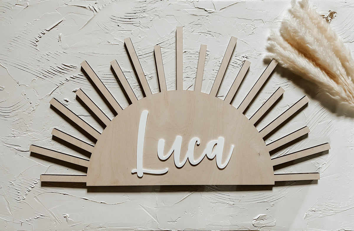 Boho Sun Nursery Name Sign | Kids Name Sign | Baby Name Sign | Sun Nursery Decor | Accent Wall | Nursery Art | Kids Room Decor | Boho Decor