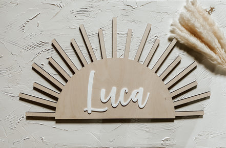 Boho Sun Nursery Name Sign | Kids Name Sign | Baby Name Sign | Sun Nursery Decor | Accent Wall | Nursery Art | Kids Room Decor | Boho Decor