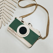 Montessori Wooden Toy Camera  Personalized Pretend Play with Acrylic Details | Laser Cut Birch Camera with Strap & Viewfinder | Custom Gift
