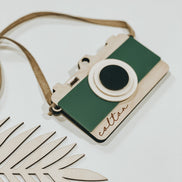 Montessori Wooden Toy Camera  Personalized Pretend Play with Acrylic Details | Laser Cut Birch Camera with Strap & Viewfinder | Custom Gift