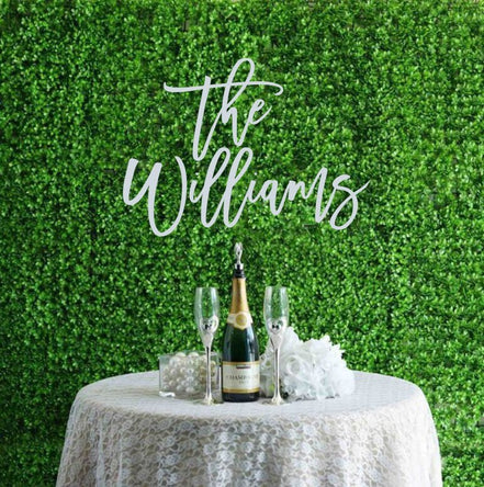 Last Name Wood Sign | Family Name Sign Wood | Large Wedding Last Name Sign | Hedge Backdrop Sign | Backdrop Name | Wall Sign | Wedding Sign