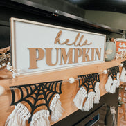 Hello pumpkin sign | Pumpkin decor | Fall decor | fall sign | pumpkin sign | mantle decor | Halloween decor | fireplace decor