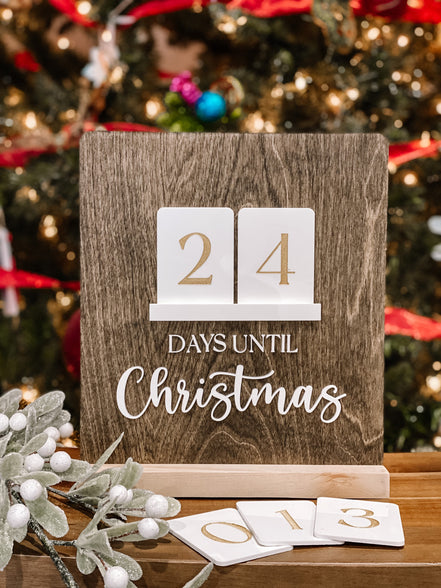 Modern Christmas Countdown | Days Until Christmas Block Calendar | Family Holiday Tradition Advent Sign | Days Until Christmas Calendar