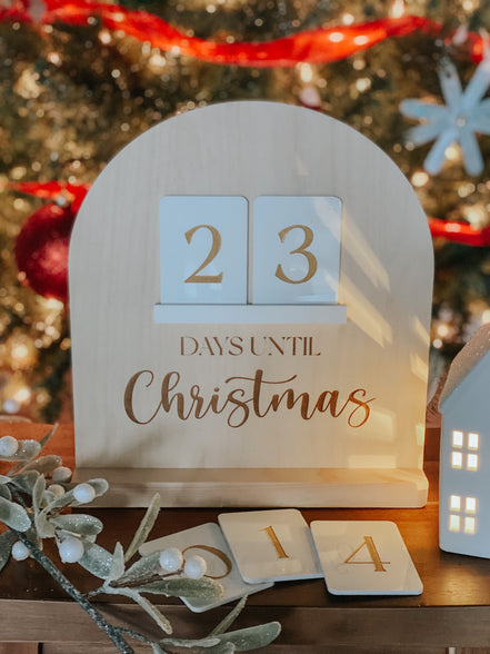 Modern Christmas Countdown | Days Until Christmas Block Calendar | Family Holiday Tradition Advent Sign | Days Until Christmas Calendar