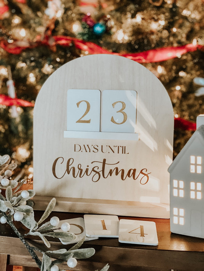Modern Christmas Countdown | Days Until Christmas Block Calendar | Family Holiday Tradition Advent Sign | Days Until Christmas Calendar