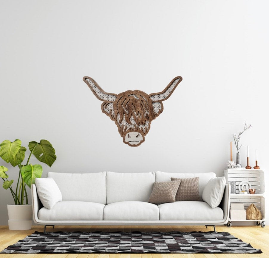 Highland Cow Wall Hanging | nursery decor | Farm Nursery | Girls Nursery | Boys Nursery | cow Decor | Rattan Highland Cow | Boho Decor