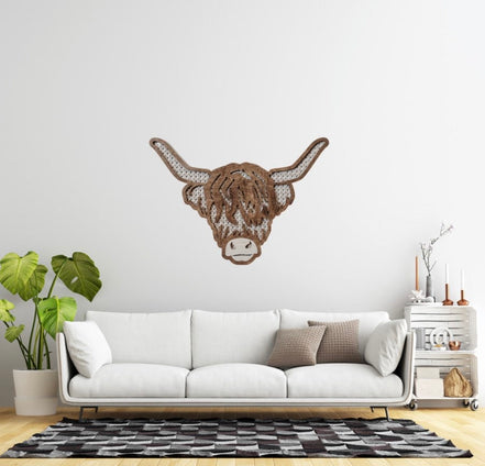 Highland Cow Wall Hanging | nursery decor | Farm Nursery | Girls Nursery | Boys Nursery | cow Decor | Rattan Highland Cow | Boho Decor