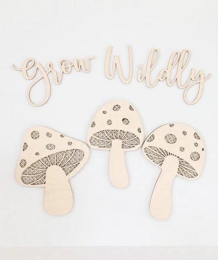 Grow Wildly Wall Decor | Mushroom Decor | Rattan Decor | Playroom Decor | Boho Decor | Hippie | Mushroom | Shroom | Boho Playroom