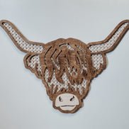 Highland Cow Wall Hanging | nursery decor | Farm Nursery | Girls Nursery | Boys Nursery | cow Decor | Rattan Highland Cow | Boho Decor