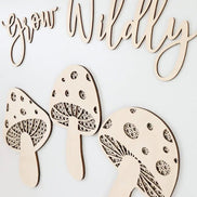 Grow Wildly Wall Decor | Mushroom Decor | Rattan Decor | Playroom Decor | Boho Decor | Hippie | Mushroom | Shroom | Boho Playroom
