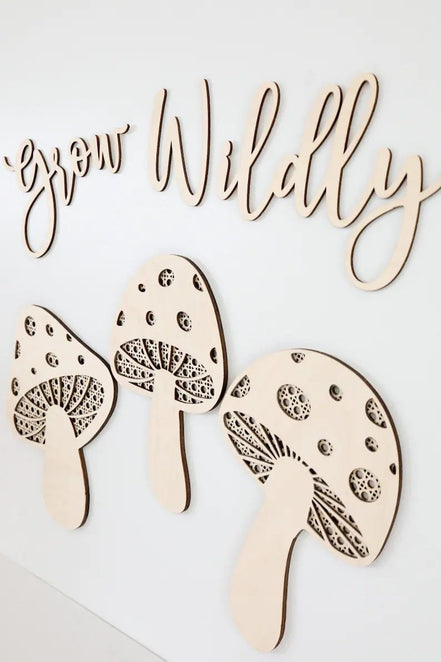 Grow Wildly Wall Decor | Mushroom Decor | Rattan Decor | Playroom Decor | Boho Decor | Hippie | Mushroom | Shroom | Boho Playroom