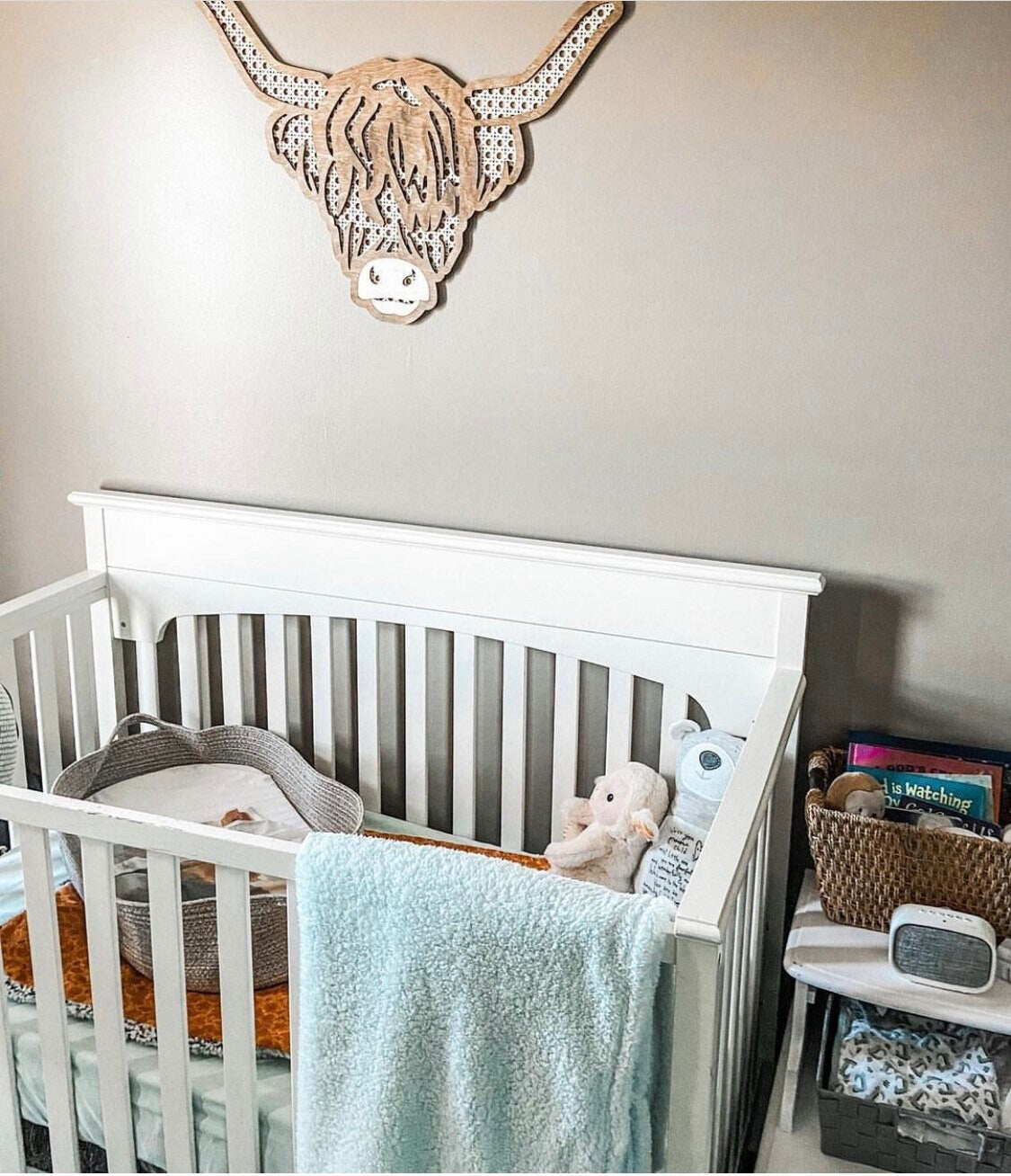 Highland Cow Wall Hanging | nursery decor | Farm Nursery | Girls Nursery | Boys Nursery | cow Decor | Rattan Highland Cow | Boho Decor