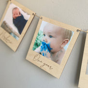 Milestone Birthday Photo Banner | Personalized Wooden Polaroid-Style Picture Display | Yearly Birthday Keepsake for Kids