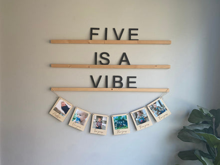 Milestone Birthday Photo Banner | Personalized Wooden Polaroid-Style Picture Display | Yearly Birthday Keepsake for Kids