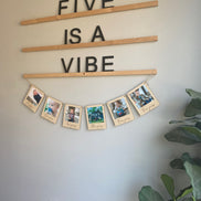 Milestone Birthday Photo Banner | Personalized Wooden Polaroid-Style Picture Display | Yearly Birthday Keepsake for Kids