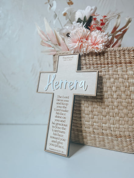 Personalized Baptism Cross | Christening Gift for kids | Dedication Gift | Personalized Baby Dedication | Boho Cross | Custom Baptism Gift |