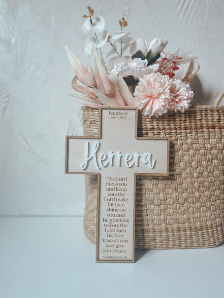 Personalized Baptism Cross | Christening Gift for kids | Dedication Gift | Personalized Baby Dedication | Boho Cross | Custom Baptism Gift |
