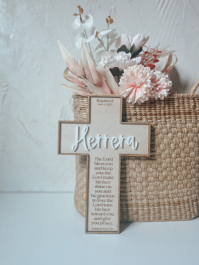 Personalized Baptism Cross | Christening Gift for kids | Dedication Gift | Personalized Baby Dedication | Boho Cross | Custom Baptism Gift |