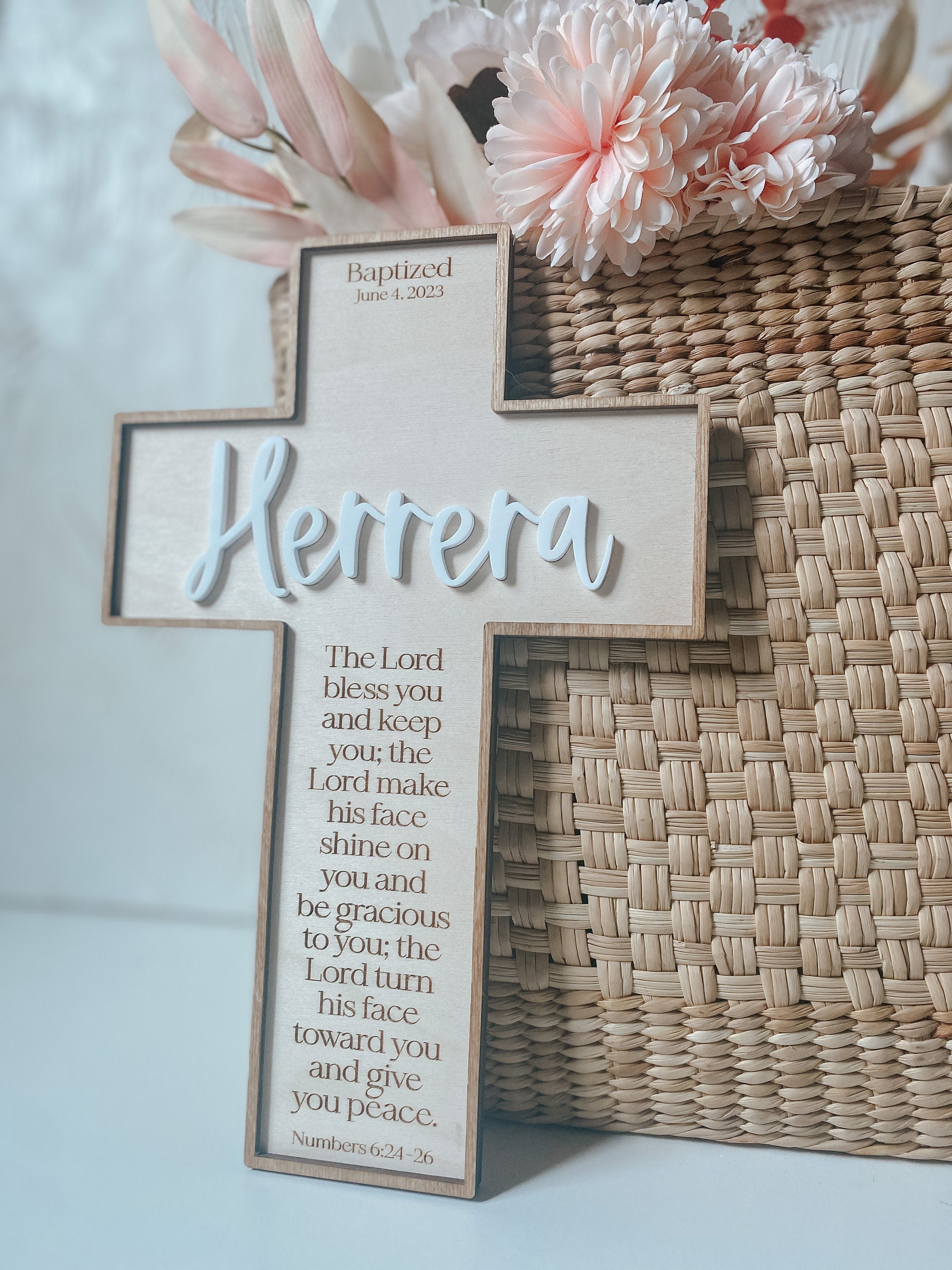 Personalized Baptism Cross | Christening Gift for kids | Dedication Gift | Personalized Baby Dedication | Boho Cross | Custom Baptism Gift |