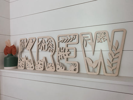 Jungle botanical Text | Custom name sign | Custom text | Name Sign | Jungle playroom | Jungle Nursery | Custom letters | custom decal