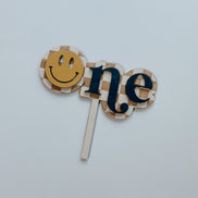Retro Cake Topper | Hippie | smile cake | Personalized Cake Topper | Party Decor | Name Cake Topper | checkered Cake Topper