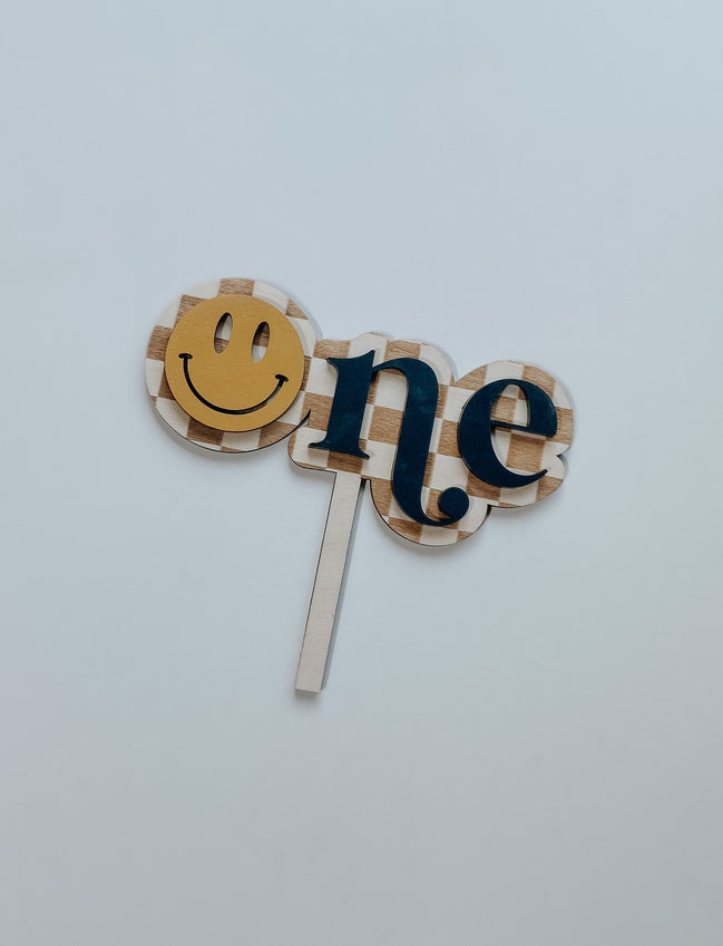 Retro Cake Topper | Hippie | smile cake | Personalized Cake Topper | Party Decor | Name Cake Topper | checkered Cake Topper