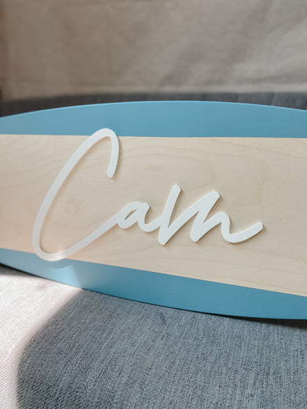Wood Name Surfboard Sign | Nursery Décor for Children's Room| Teen Room | Beach Ocean Themed Nursery Kids Room | Surf Room | Playroom | surf