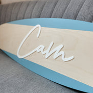 Wood Name Surfboard Sign | Nursery Décor for Children's Room| Teen Room | Beach Ocean Themed Nursery Kids Room | Surf Room | Playroom | surf