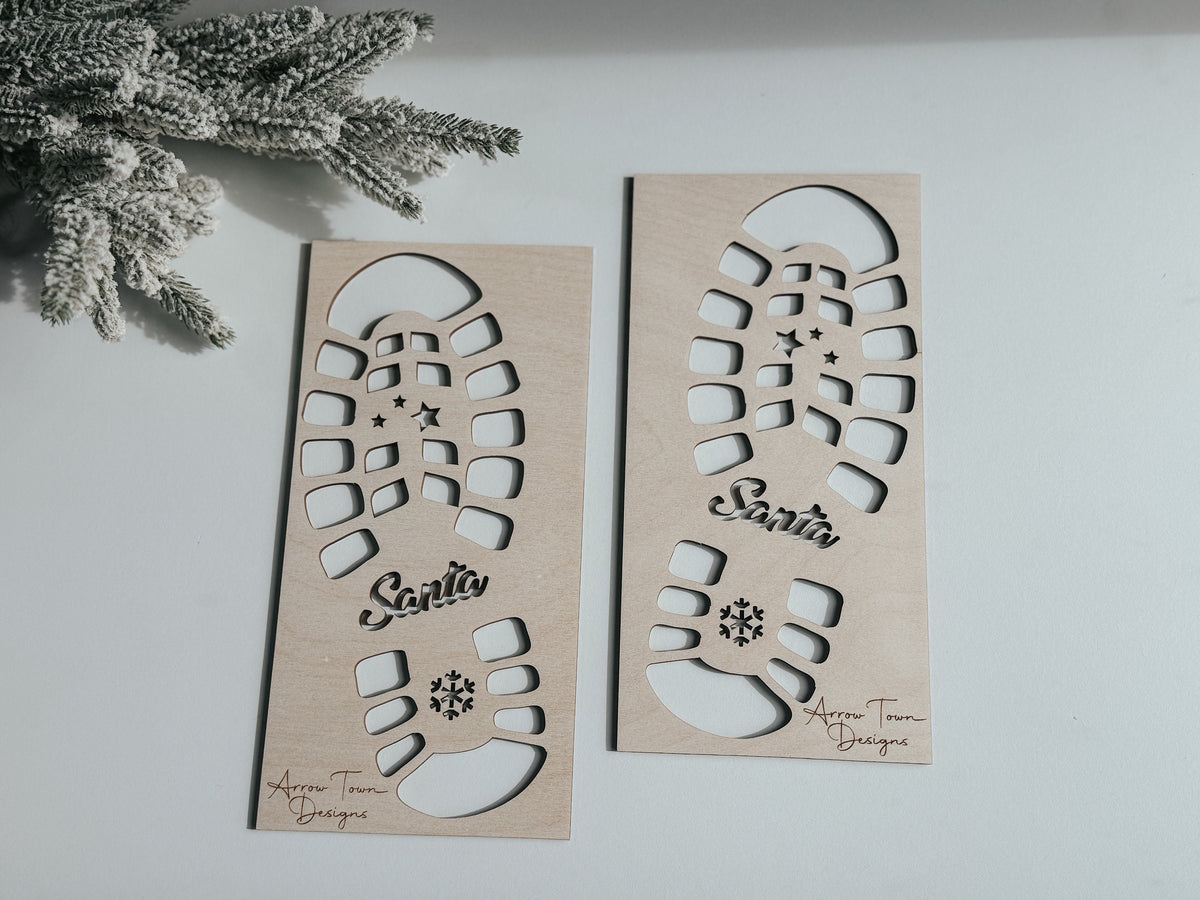 Santa Boot Print Stencils  Magical Christmas Eve Footprints Template | Reusable Wooden Santa Footprint Stencil