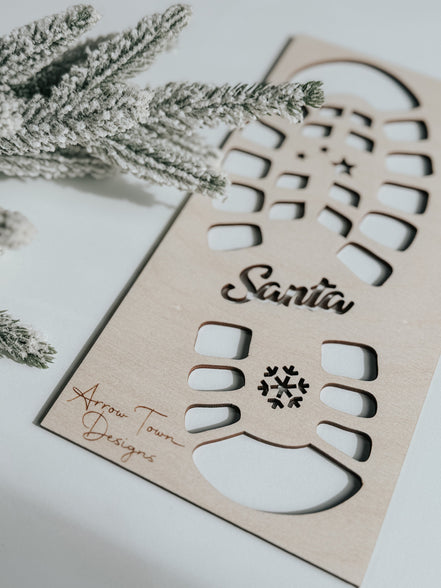Santa Boot Print Stencils  Magical Christmas Eve Footprints Template | Reusable Wooden Santa Footprint Stencil