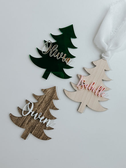 Acrylic Christmas Tree Place Tags Names | holiday name tags | christmas Place Card Name | Holiday Party | Christmas Party | Dinner Party |