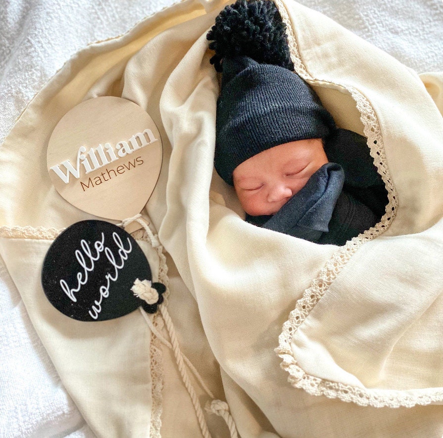 Baby Balloon Birth Announcement | Birth Announcement acrylic Hospital Photo Prop Newborn | Balloon Decor | Name Sign