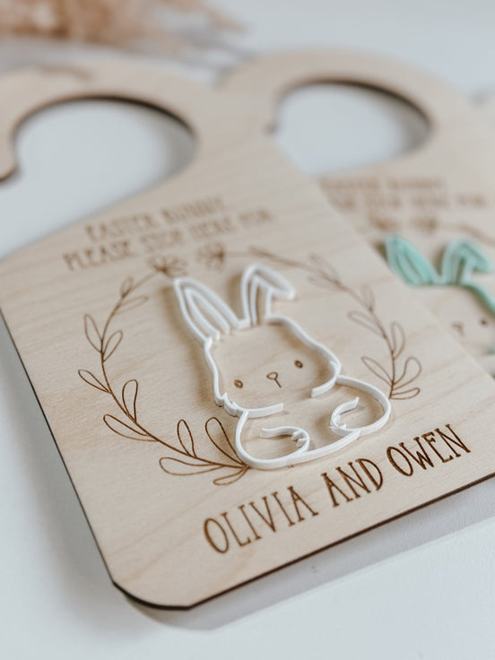 Easter Bunny Door Hanger | Easter Bunny Stop Here | Waster Bunny Sign | Easter Decor | Bunny | Custom | Personalized | Playroom | Holiday