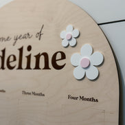First Year Birthday Board | Monthly Milestone Photo Board | One Year Of | My First Year | Boho Flower Party Decoration | Modern | First