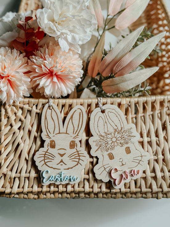 Easter Tags | Easter Name Tags | Easter basket | Easter Decor | Name Tag | Engraved Name | Wooden Name Tag | vintage bunny | Basket Tag