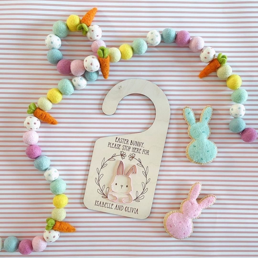 Easter Bunny Door Hanger | Easter Bunny Stop Here | Waster Bunny Sign | Easter Decor | Bunny | Custom | Personalized | Playroom | Holiday
