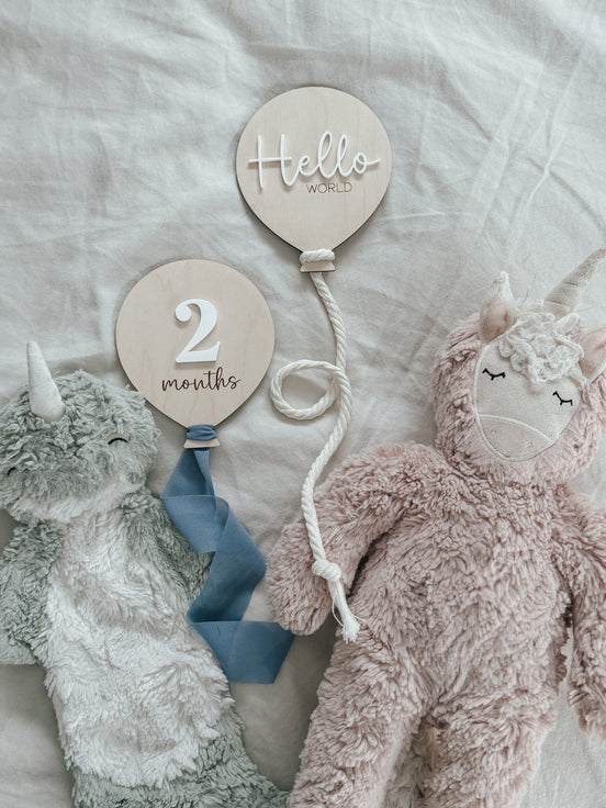 Balloon Milestone | Balloon Birth Announcement | Modern Milestones | Baby Shower gift | Boho Baby | Wooden Milestone | Newborn | Pregnancy