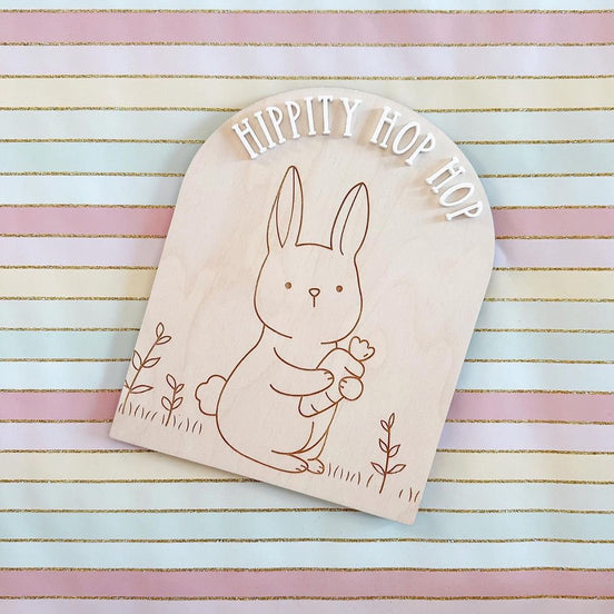 Easter bunny sign | Easter Decor | Bookshelf Decor | Playroom | Wooden sign | seasonal | kids decor | modern | minimalist | vintage