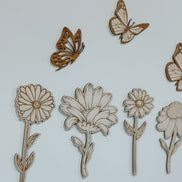 Wooden Flower & butterfly Wall hangings | Nursery Art | Kids Room | Playroom | Wildflower | Butterflies | Girls Nursery | Wood Signs | boho