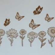 Wooden Flower & butterfly Wall hangings | Nursery Art | Kids Room | Playroom | Wildflower | Butterflies | Girls Nursery | Wood Signs | boho