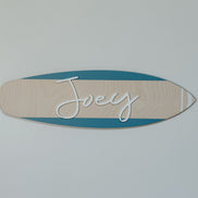 Wood Name Surfboard Sign | Nursery Décor for Children's Room| Teen Room | Beach Ocean Themed Nursery Kids Room | Surf Room | Playroom | surf
