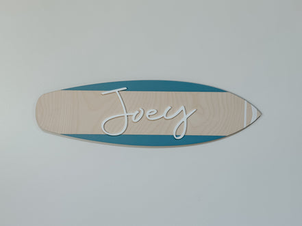 Wood Name Surfboard Sign | Nursery Décor for Children's Room| Teen Room | Beach Ocean Themed Nursery Kids Room | Surf Room | Playroom | surf