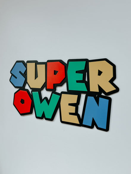 Mario inspired Name sign | Video Game decor | Nintendo inspired | boys room | girls Room | Gamer decor | playroom | birthday backdrop